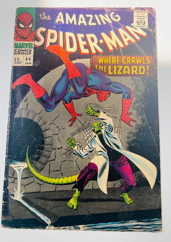 Marvel Comics - The Amazing Spider-Man Issue 44 2nd Appearance Of The Lizard Silver Age Comic (1966) FN 6.0 Grade