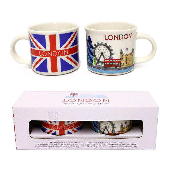 Set of 2 Porcelain Espresso Cups - London Icons ECPS12-0