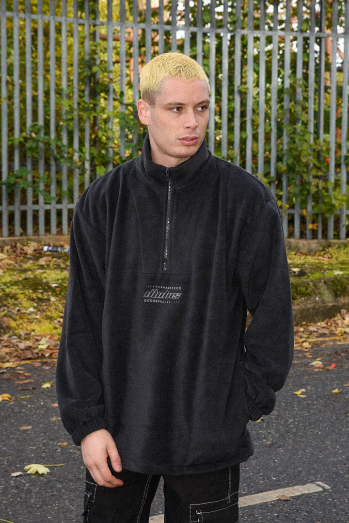 Fleece in Black with DBDNS Futuristic Logo Embroidery-1