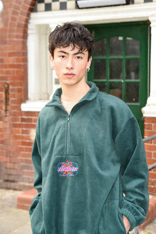 Fleece in Forest Green with Futuristic Logo Embroidery-0