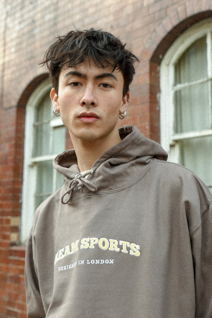 Hoodie in Mocha Brown with Dream Sports Embroidery by Dreambutdonotsleep