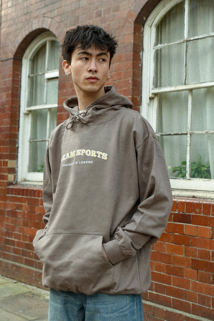 Hoodie in Mocha Brown with Dream Sports Embroidery by Dreambutdonotsleep