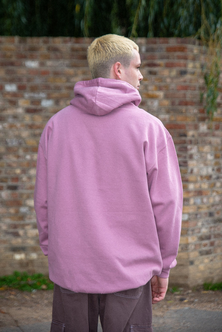 Hoodie in Dusty Purple With Minimal Logo Print by Dreambutdonotsleep