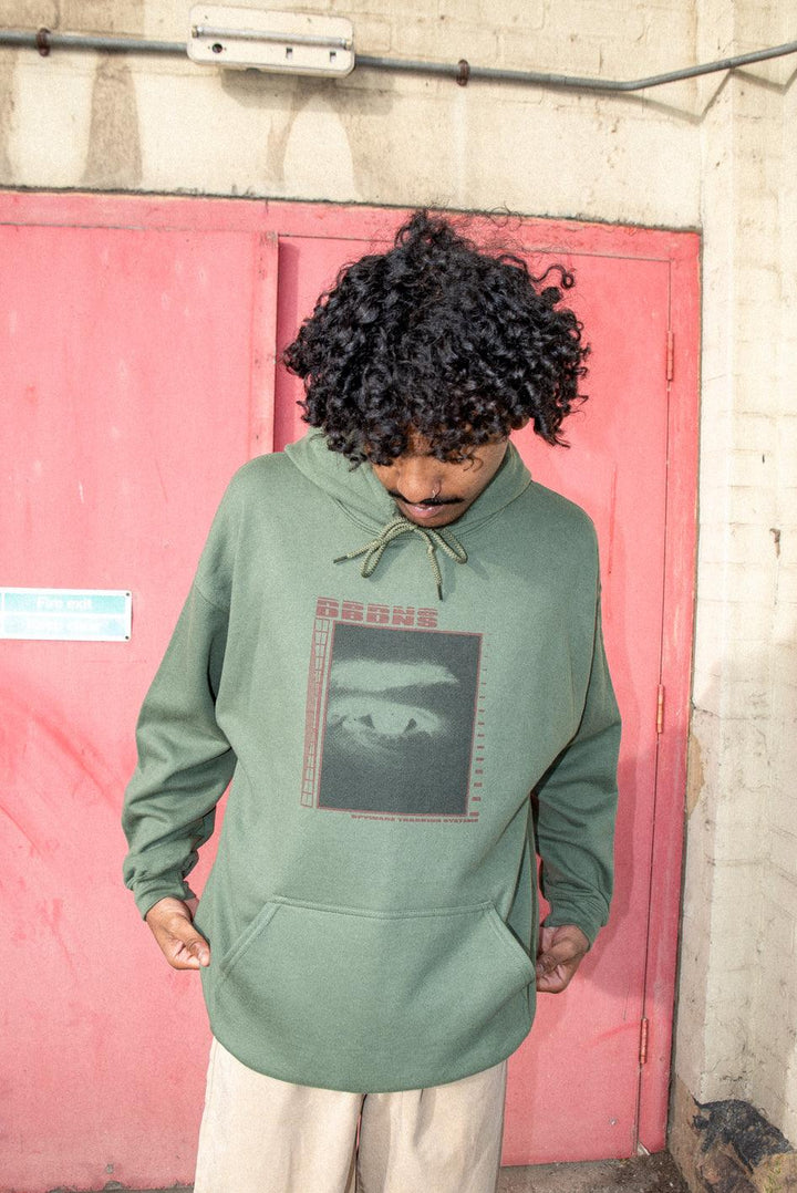 Military Green Hoodie With Spyware Print by Dreambutdonotsleep