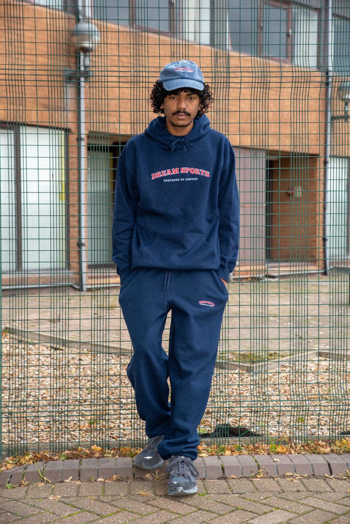 Joggers in Navy with Dream Sports Embroidery by Dreambutdonotsleep