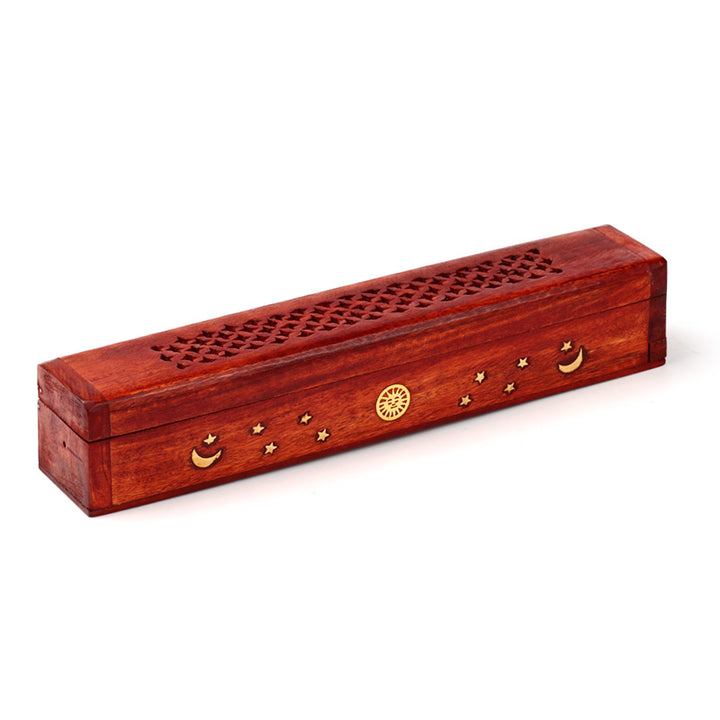 Decorative Mango Wood Box with Sun and Stars Design IF119M by Puckator