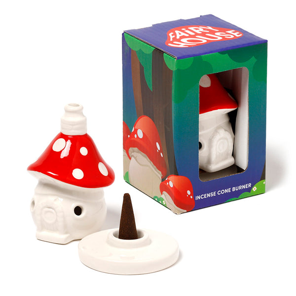 Ceramic Incense Cone Burner - Fairy Toadstool House IHOLD01 by Puckator