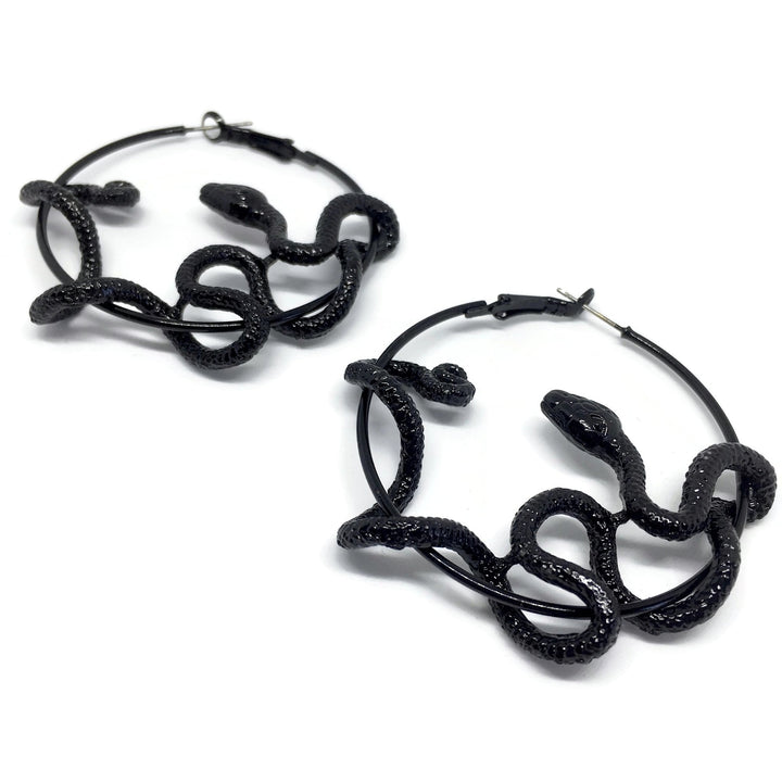 Black Mamba Snake Hoop Earrings-3