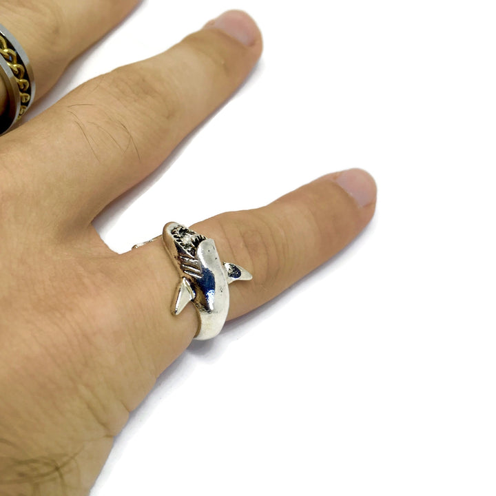 Great White Shark Band Ring by Gifts From The Crypt