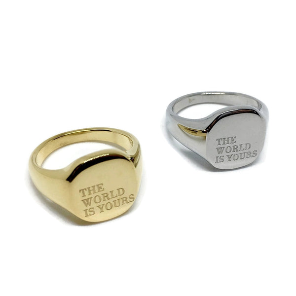 Gifts From The Crypt - The World Is Yours Signet Ring by Gifts From The Crypt