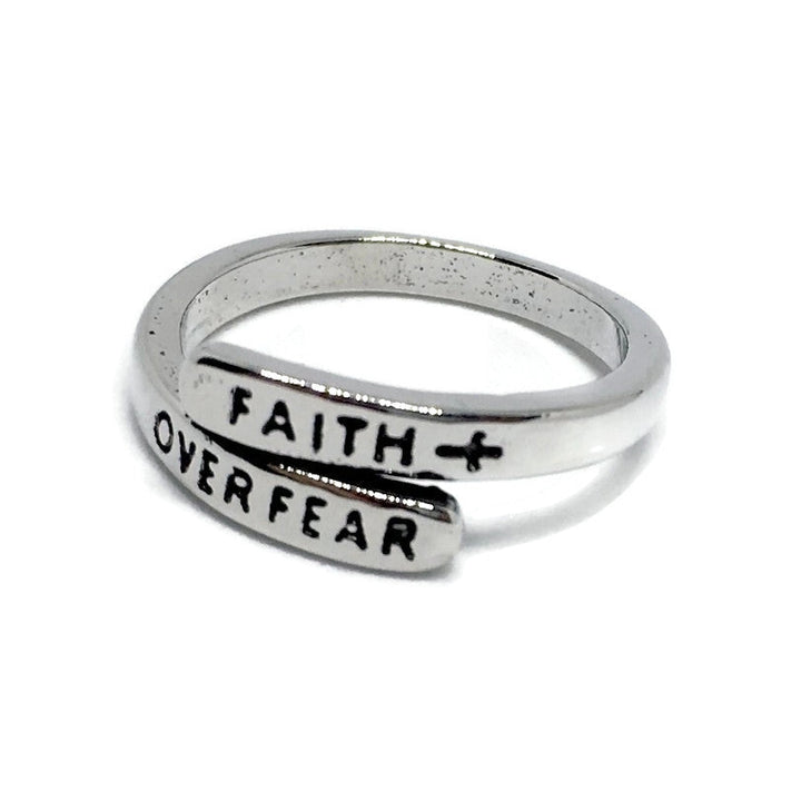 Faith Over Fear Adjustable Ring by Gifts From The Crypt