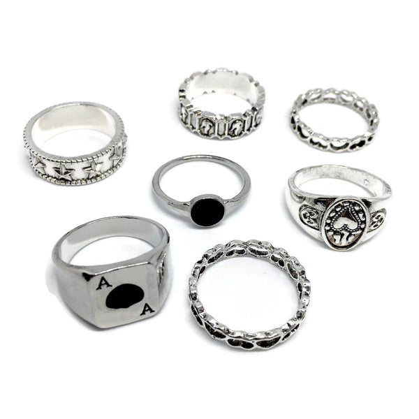 7 Piece Ace of Spades Ring Set-0