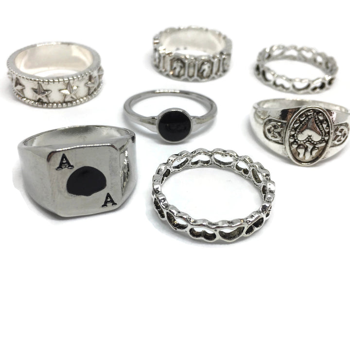 7 Piece Ace of Spades Ring Set-2