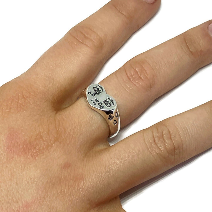 Gifts From The Crypt - Crying Love Heart Band Ring-1