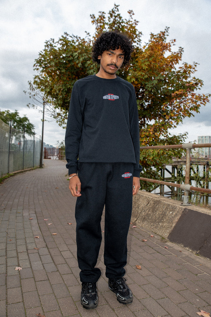 Joggers in Black with Dream Sports Embroidery by Dreambutdonotsleep