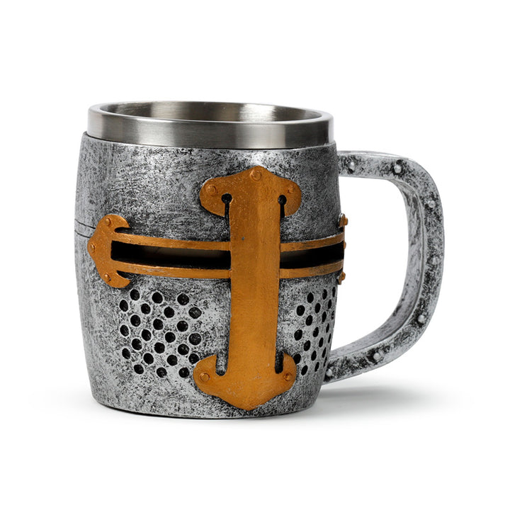 Decorative Tankard - Medieval Knight Silver & Gold Helmet KN213-0