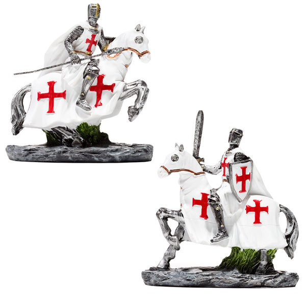 Fantasy Knight Ornament - Crusader Knight on Horseback Defender KN220-0