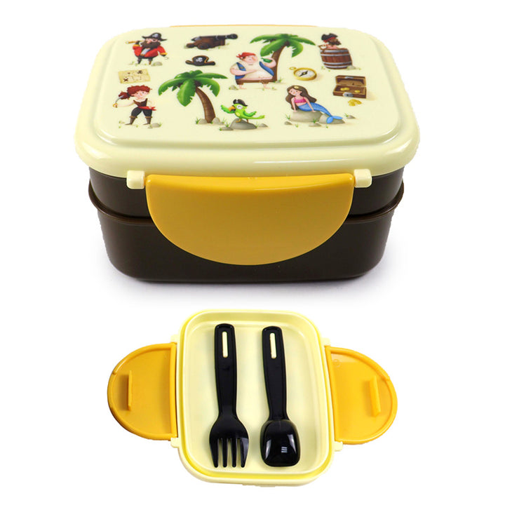 Bento Clip Lock Lunch Box with Cutlery - Jolly Rogers Pirates LBOX105 by Puckator