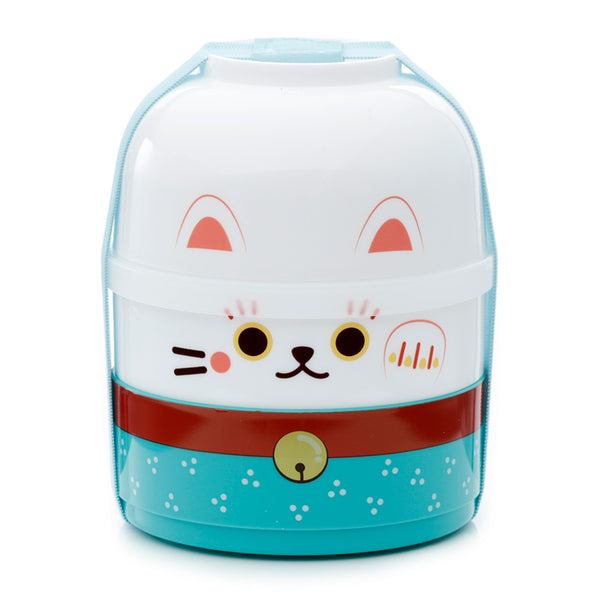 Bento Round Stacked Lunch Box  - Maneki Neko Lucky Cat LBOX63-0