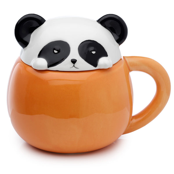 Peeping Lid Ceramic Lidded Animal Mug - Adoramals Panda LMUG06-0