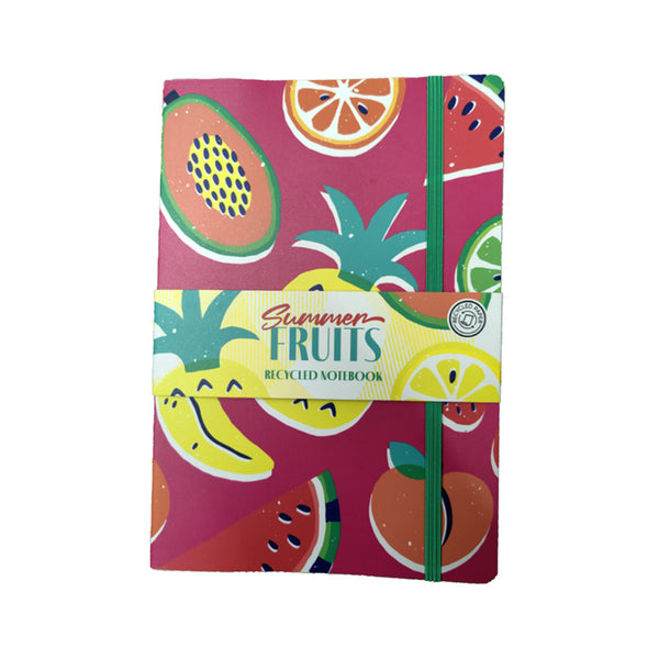 Recycled Paper A5 Lined Notebook with Elastic - Summer Fruits MEMO136-0