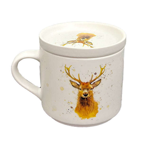 Porcelain Mug & Coaster Lid Set - Jan Pashley Stag MUGC35 by Puckator