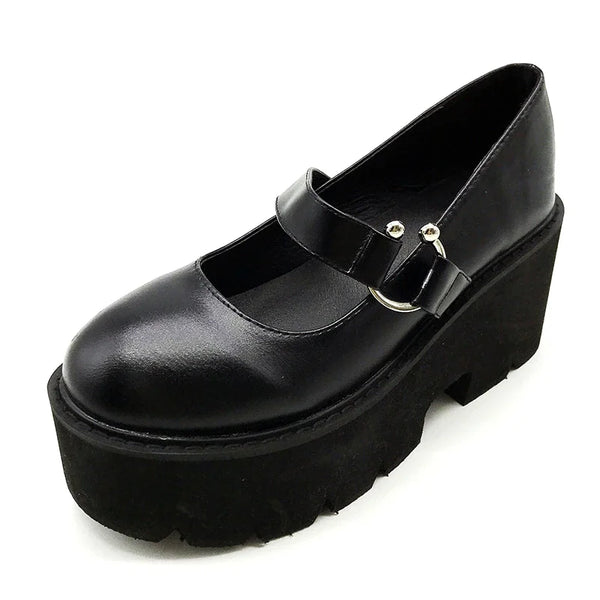 Pierced platform PU Mary Jane-0