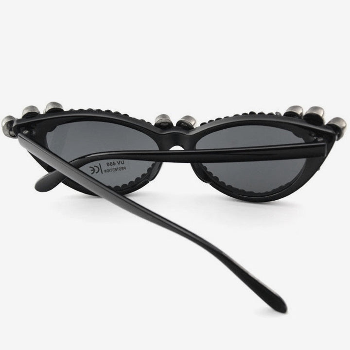 Mia Cat Eye Diamante Skull Sunglasses by Darkstorm