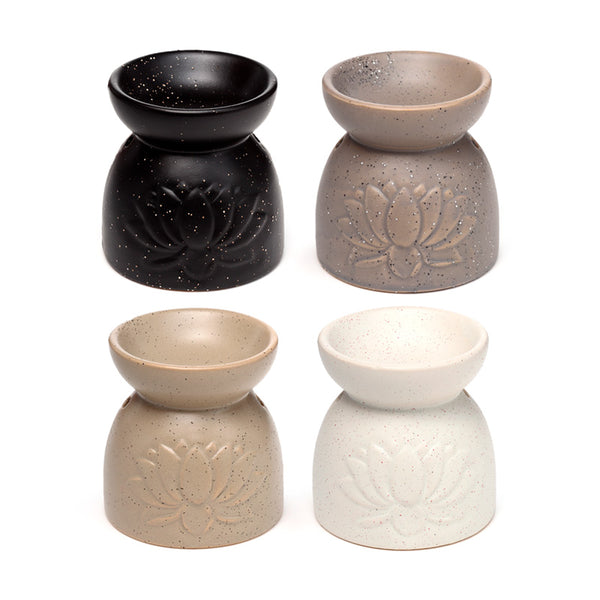 Ceramic Oil & Wax Burner - Eden Stone Effect Embossed Lotus OB409-0