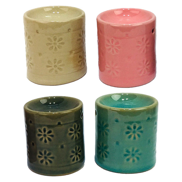 Ceramic Small Oil Burner - Eden Embossed Flower OB410-0