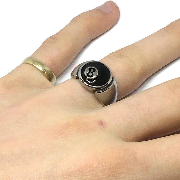 Gifts From The Crypt - Lucky 8 Ball Steel Ring-1