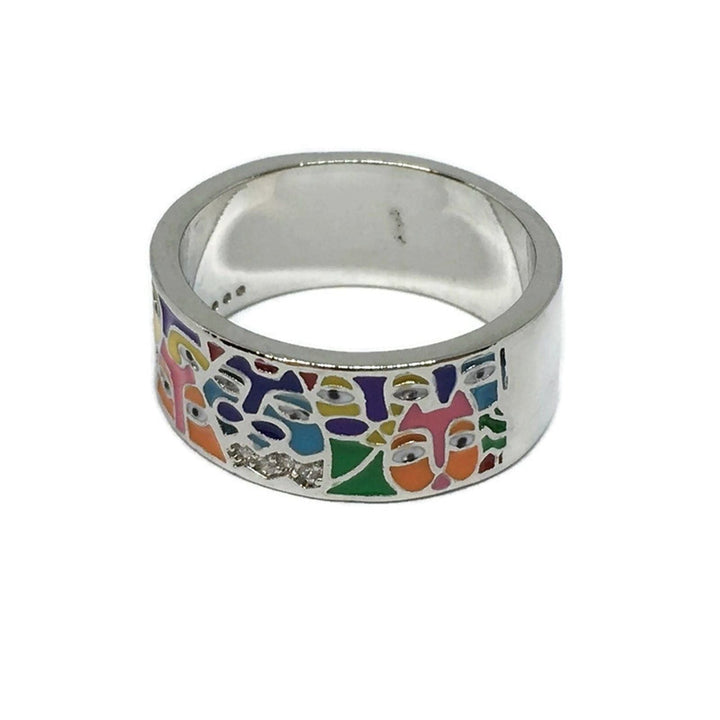 Gifts From The Crypt - Art Deco Faces Band Ring-2