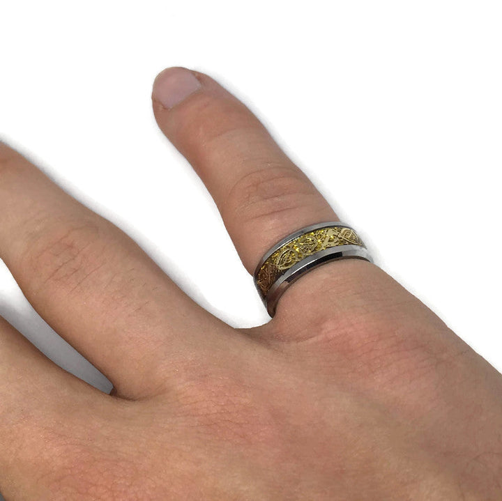 Nordic Dragon Pattern Band Ring by Gifts From The Crypt