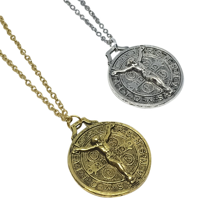 Gifts From The Crypt - Jesus x St Benedict Coin Necklace-0