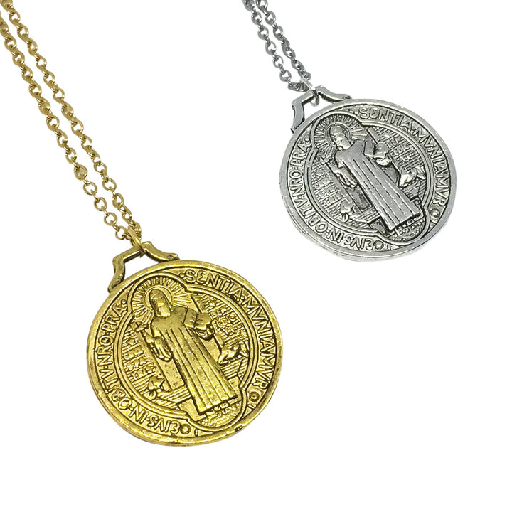 Gifts From The Crypt - Jesus x St Benedict Coin Necklace-2