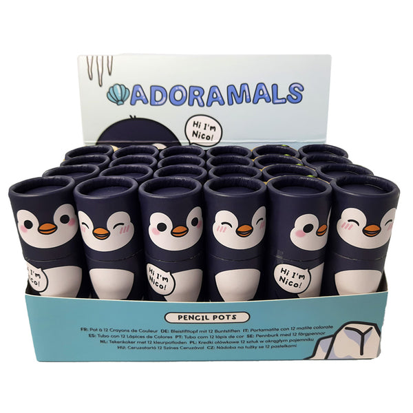 Fun Kids Colouring Pencil Tube - Adoramals Penguin PCASE68-0