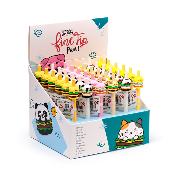 Fine Tip Pen with Topper - Foodiemals Cute Hamburger PEN258-0