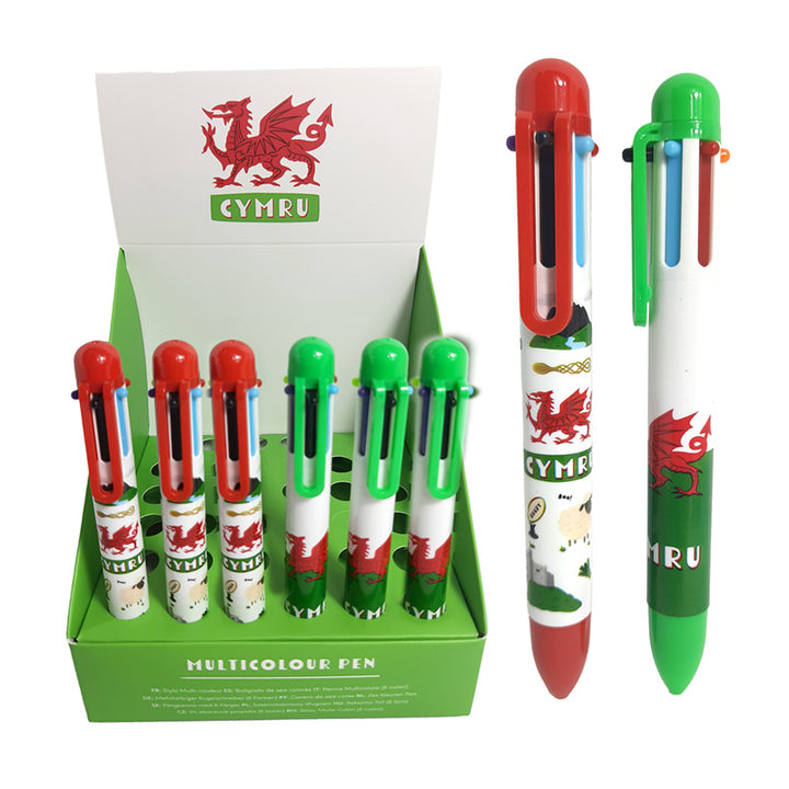 Multi Colour Pen (6 Colours) - Welsh Dragon PEN288-0