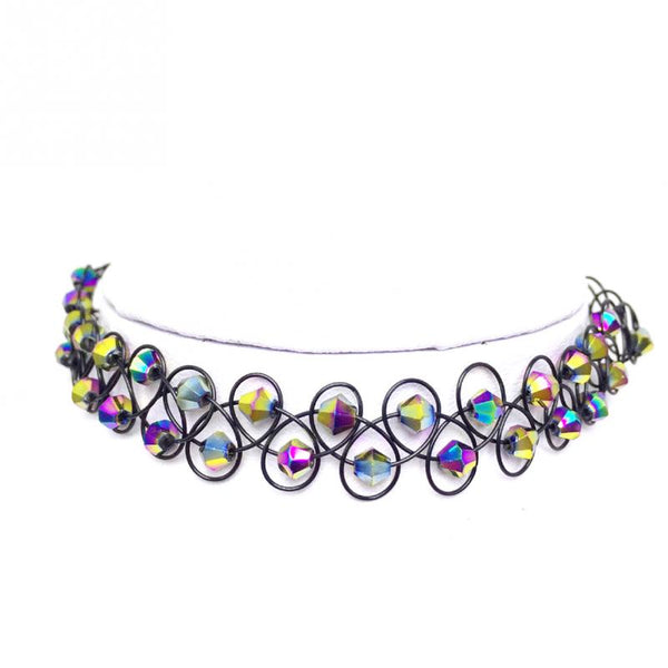 Aurora Tattoo Crystal stretch Choker-0