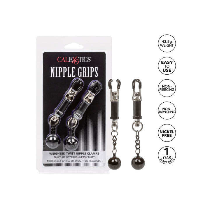 Nipple Grips Weighted Twist Nipple Clamps by California Exotic