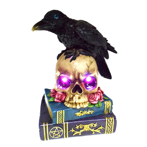 Decorative LED Ornament -  Crow on Skull & Books SK393-0