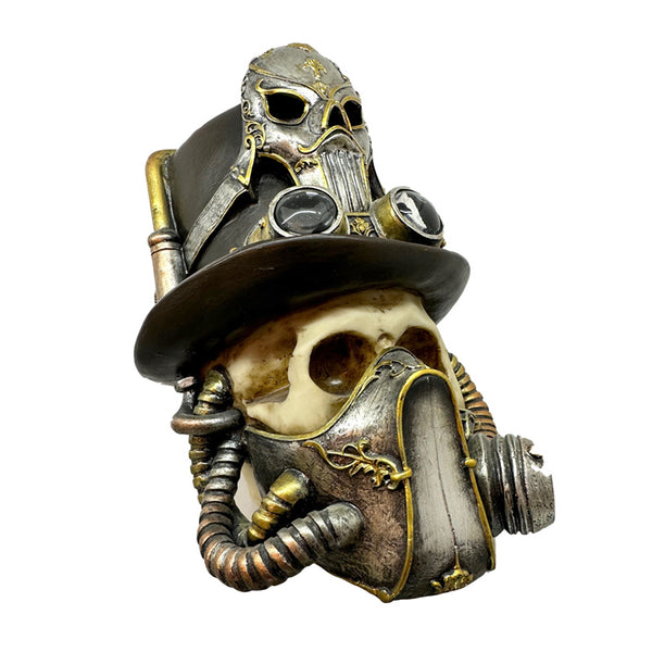 Decorative Ornament - Steampunk Style Skull with Gas Mask & Top Hat SK399-0