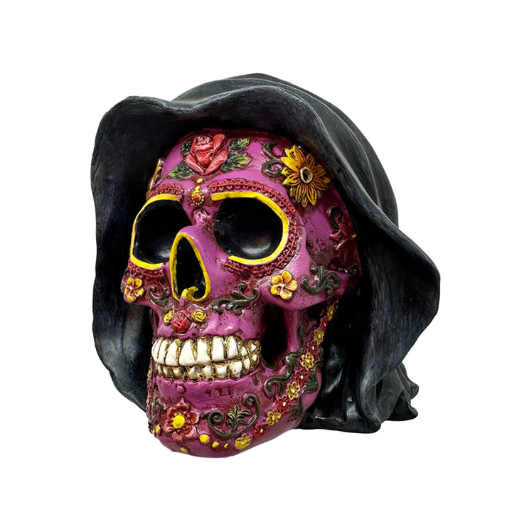 Decorative Ornament - Day of the Dead Purple Skull with Hood SK401-0