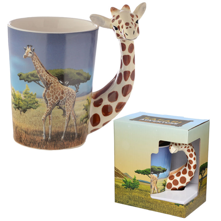 Shaped Handle Ceramic Mug - Giraffe Savannah Decal SMUG22-0