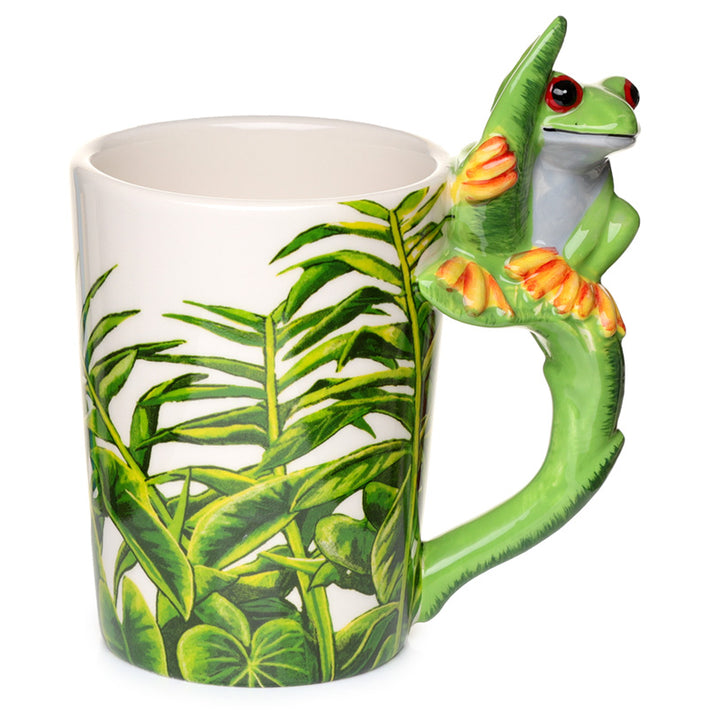 Shaped Handle Ceramic Mug - Tree Frog with Foliage Decal SMUG23-0