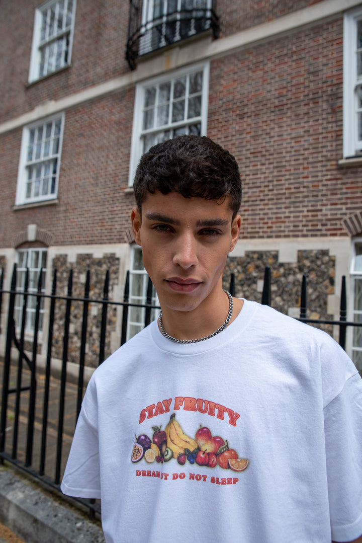 Short Sleeved T-shirt in White In Stay Fruity Print-1