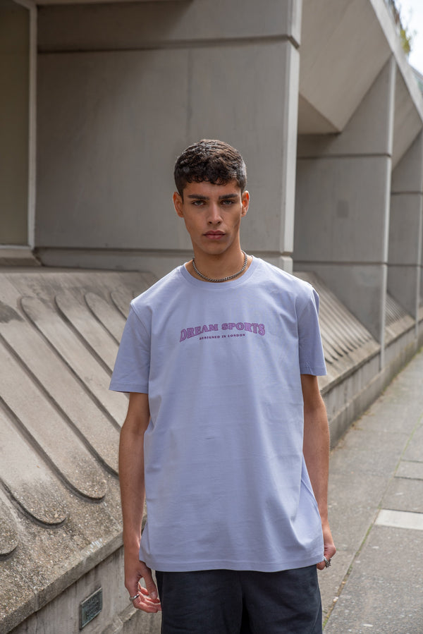 Short Sleeved T-shirt in Lilac With Dream Sports Print by Dreambutdonotsleep