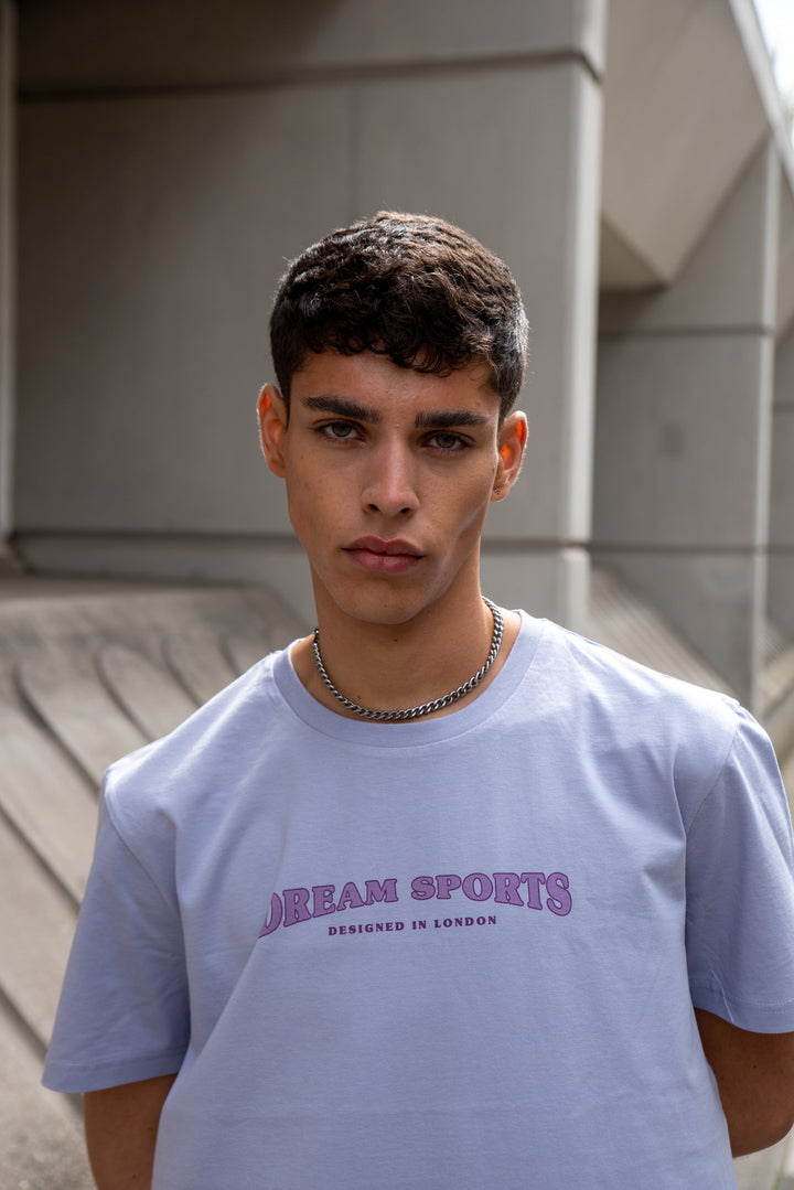 Short Sleeved T-shirt in Lilac With Dream Sports Print by Dreambutdonotsleep