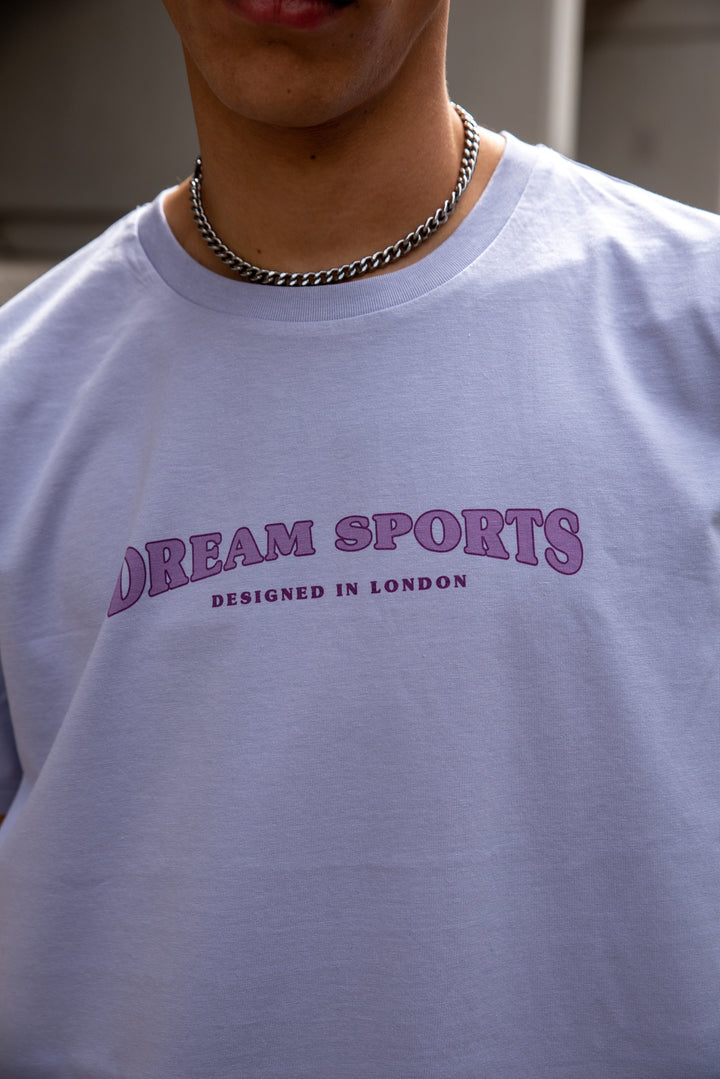 Short Sleeved T-shirt in Lilac With Dream Sports Print by Dreambutdonotsleep