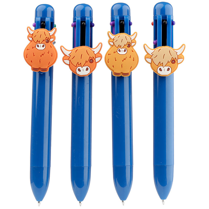 Multi Colour Pen (6 Colours) - Highland Coo Cow STA156 by Puckator